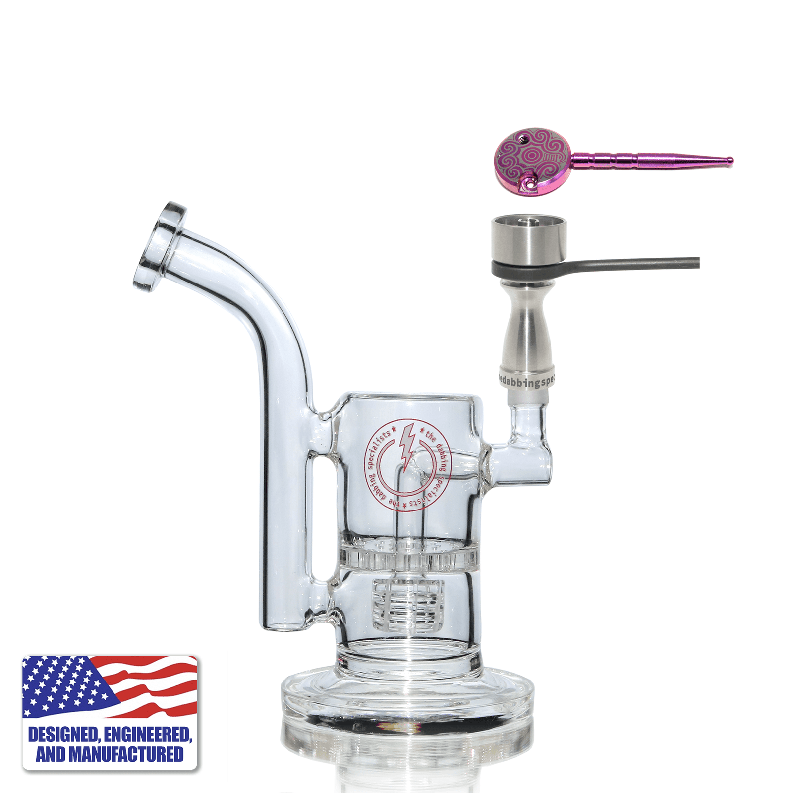 Glass Dab Rig | Mini Dual Bubbler with Hybrid Titanium Nail | In Use View | DW