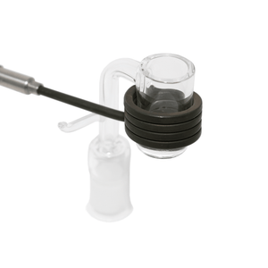 Glass Dab Rig Kit | Mini Dual Bubbler with Quartz E-Banger | E-Banger With Coil Heater View | DW