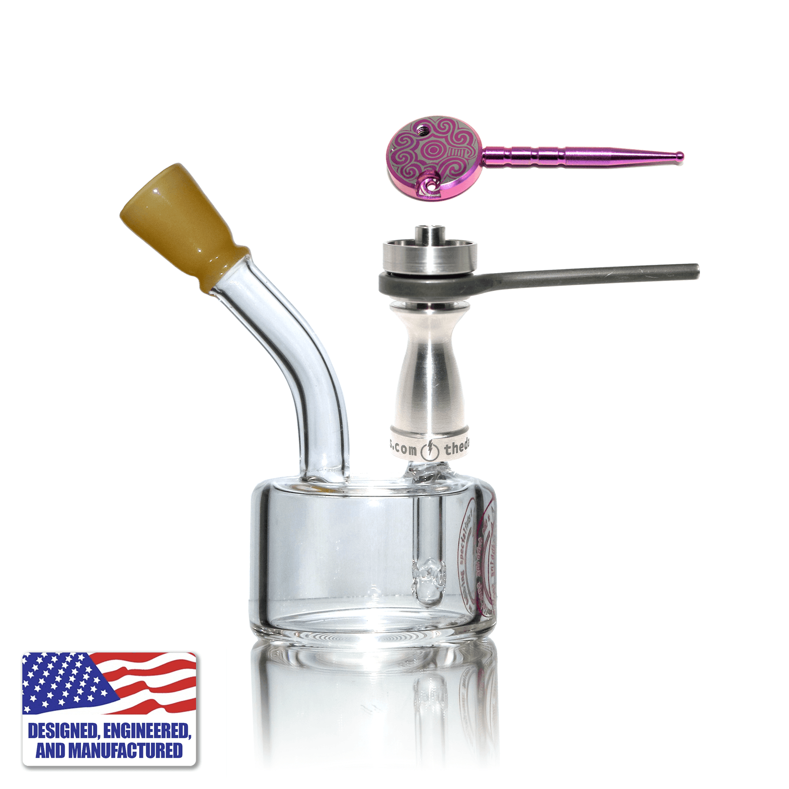 Glass Dab Rig | Mini Hockey Puck Bubbler | Flat Coil Titanium Nail | In Use View | DW