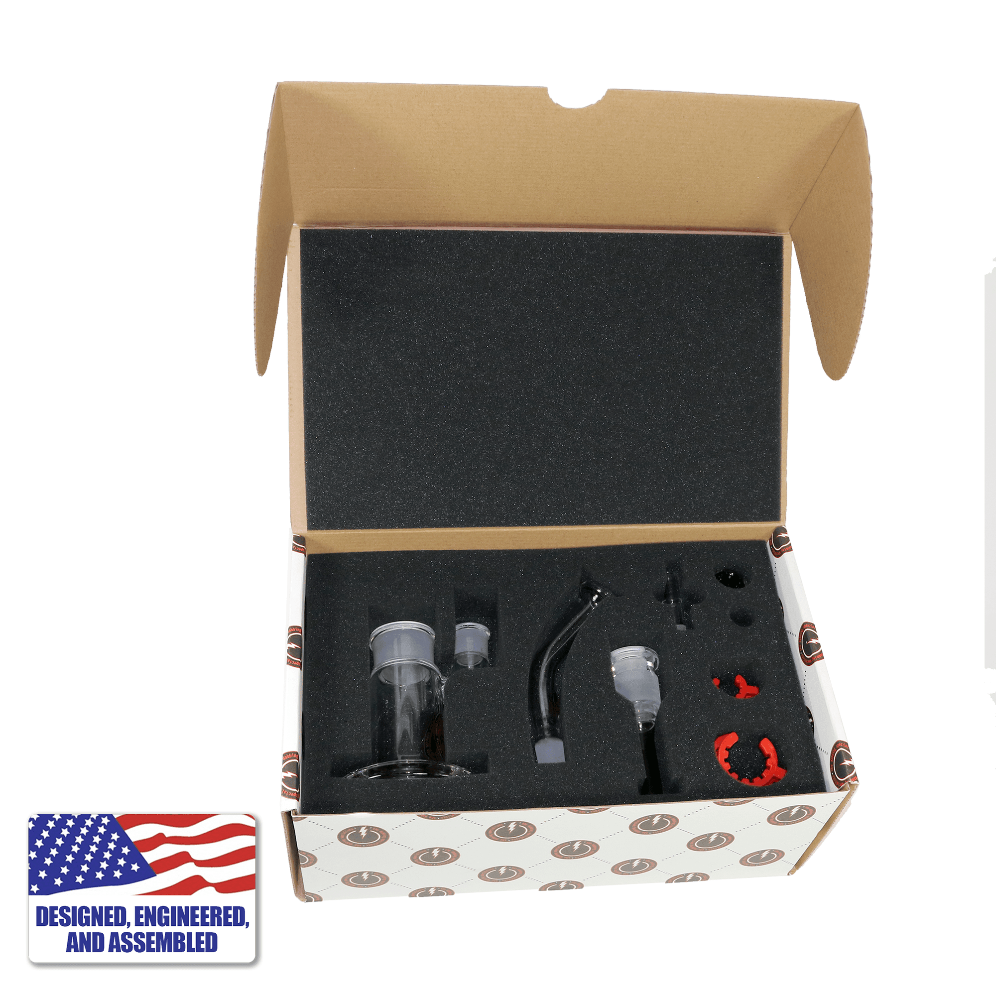 Portable Dab Kit | Showerhead Bubbler with 20mm Titanium Nail | Boxed Dab Rig View | DW