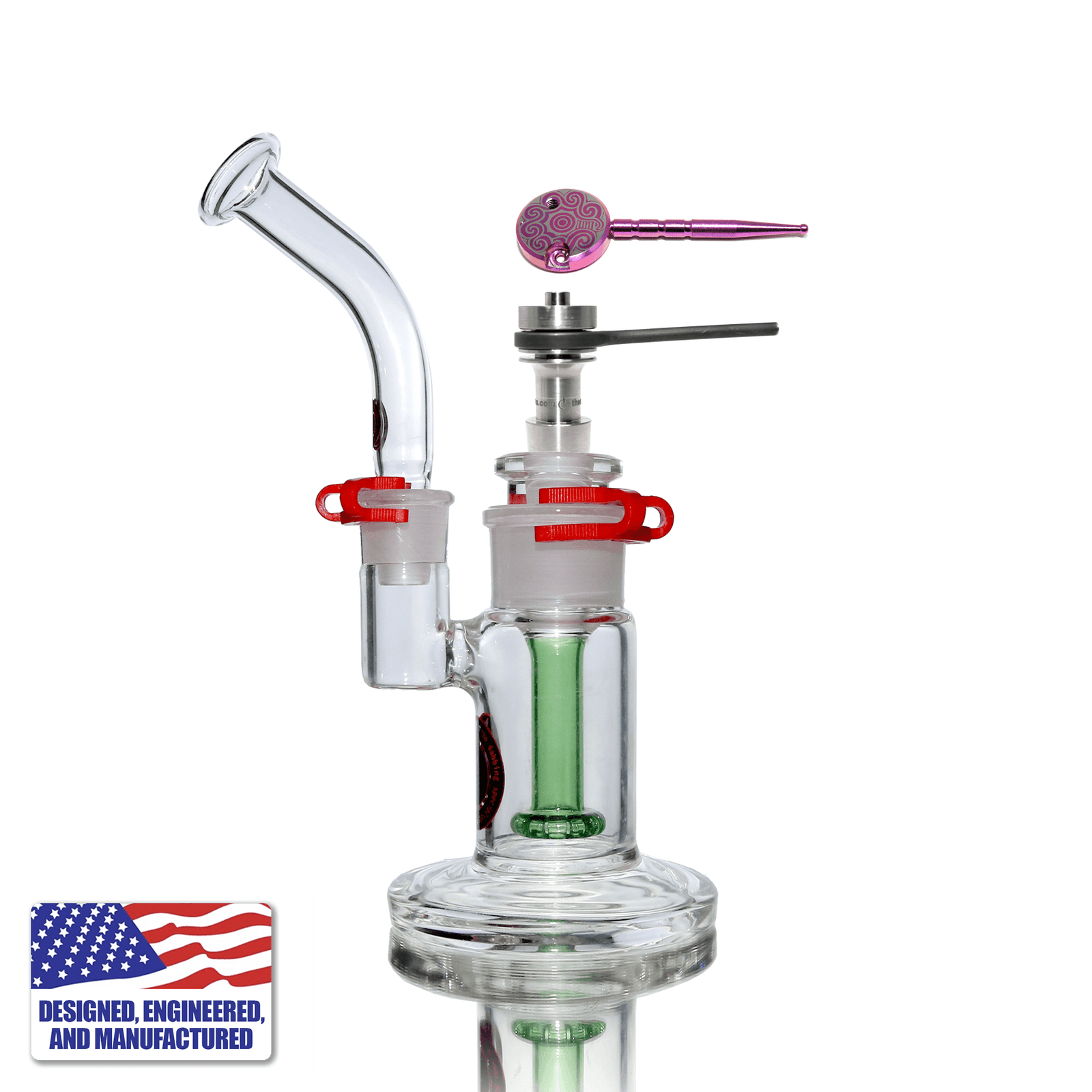 Glass and Nail Rig | Portable Kit Bubbler with Flat Coil Nail | Full View | Dabbing Warehouse