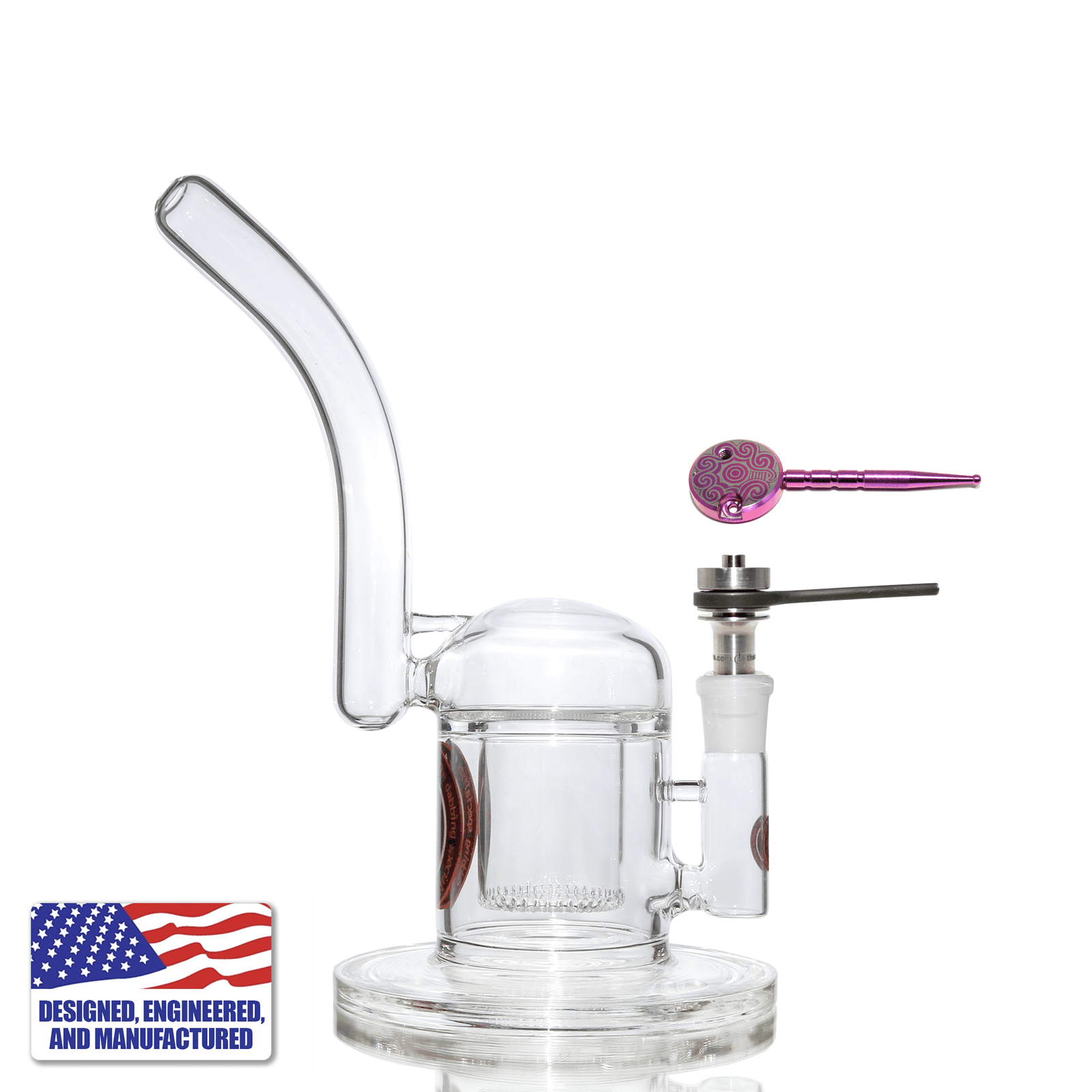 Glass Dab Kit | Showerhead Bubbler | Flat Coil Titanium Nail | In Use View | DW