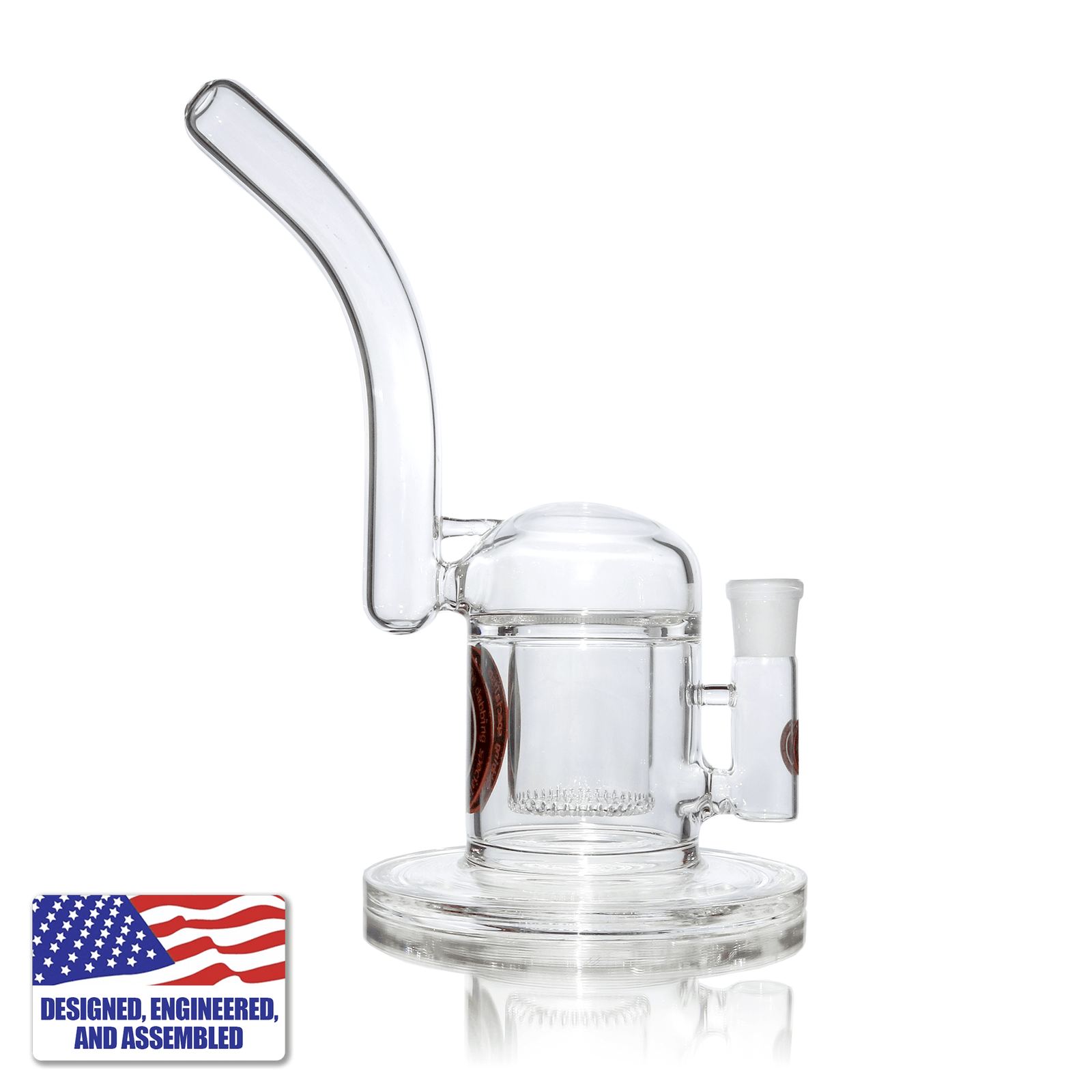Glass Water Pipe with Showerhead Bubbler | 18mm Female Joint | Dab Rig Profile View | DW