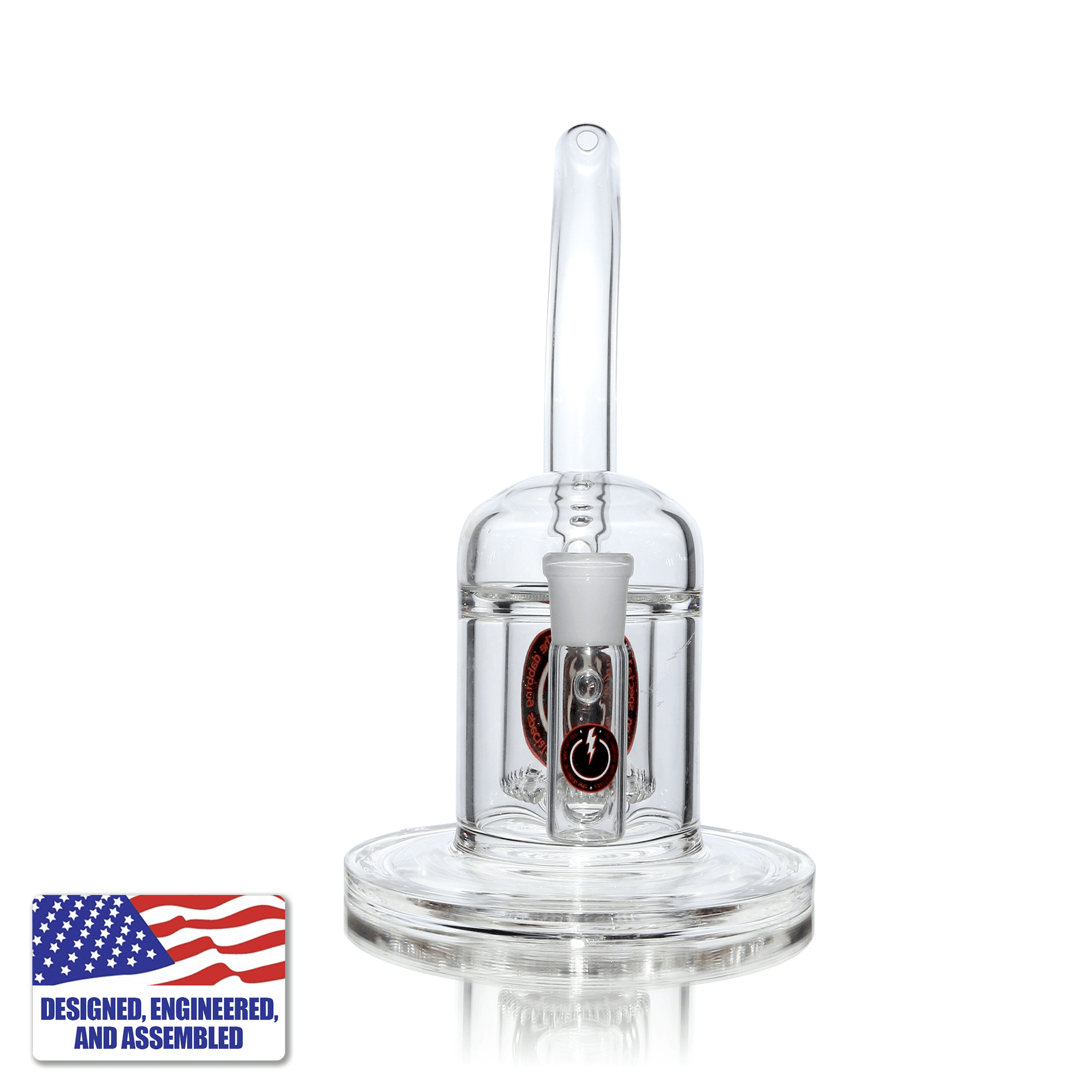 Glass Water Pipe with Showerhead Bubbler | 18mm Female Joint | Front Dab Rig View | DW
