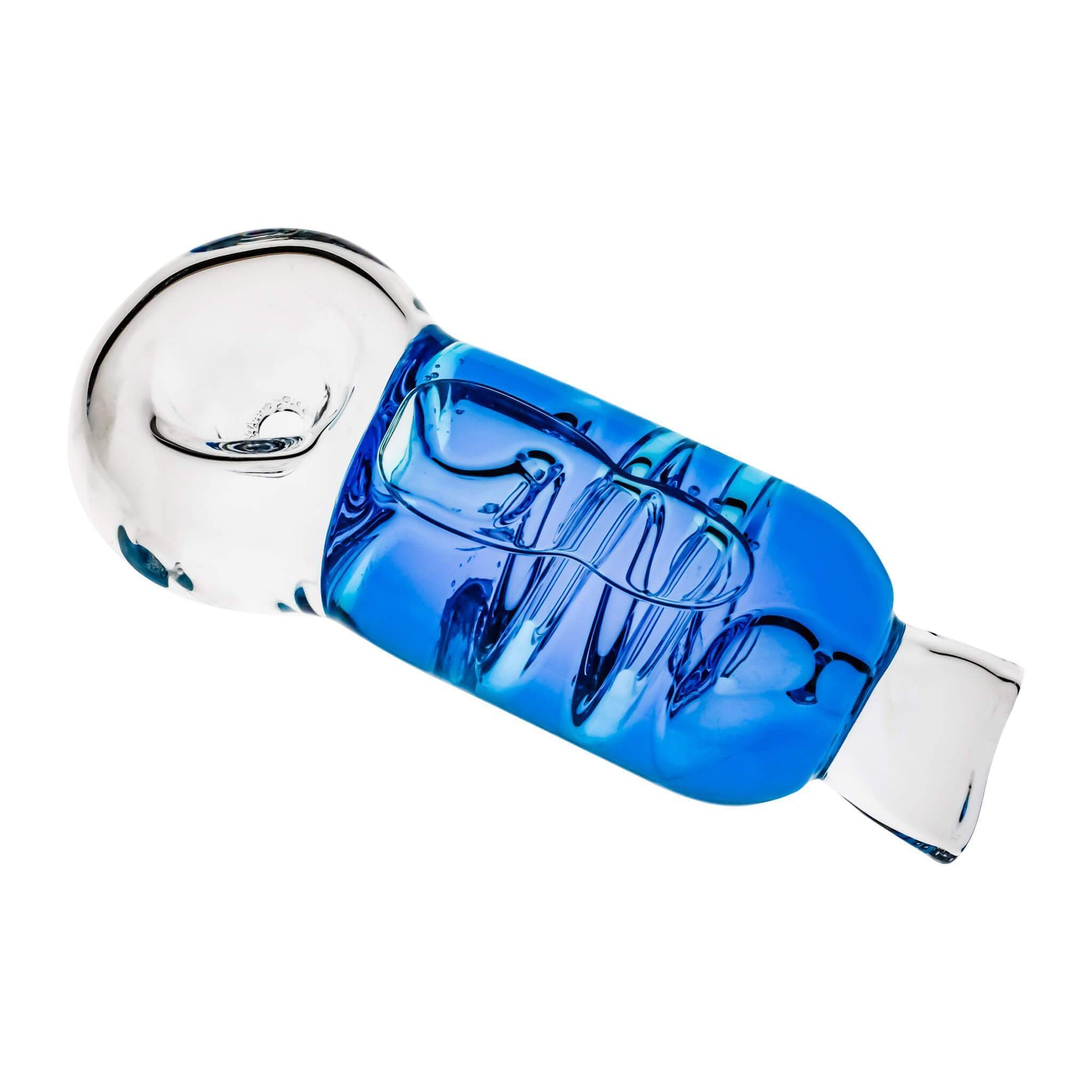 Glycerin Coil Flower Pipe | Blue Angled View | Dabbing Warehouse