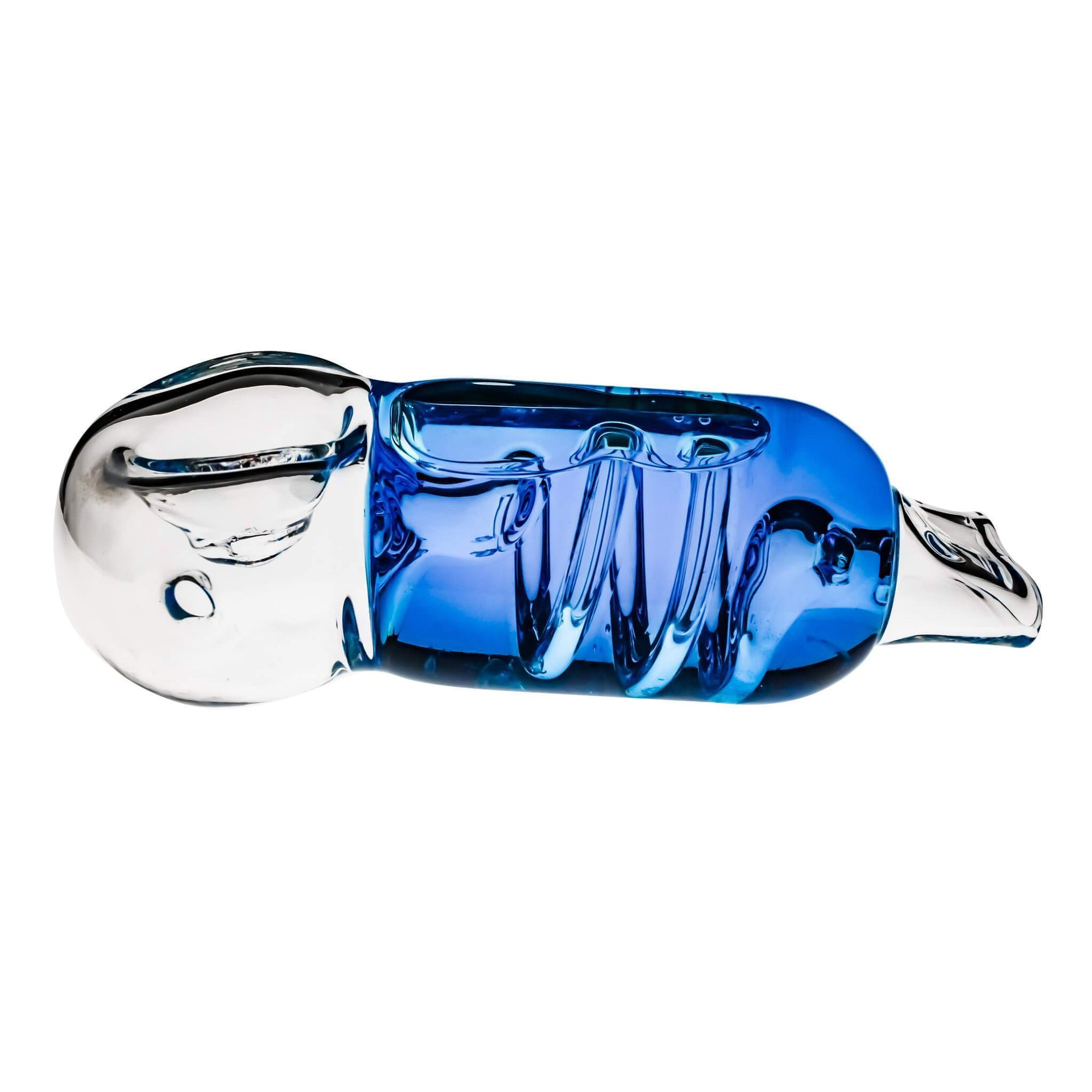 Glycerin Coil Flower Pipe | Blue Horizontal View | Dabbing Warehouse