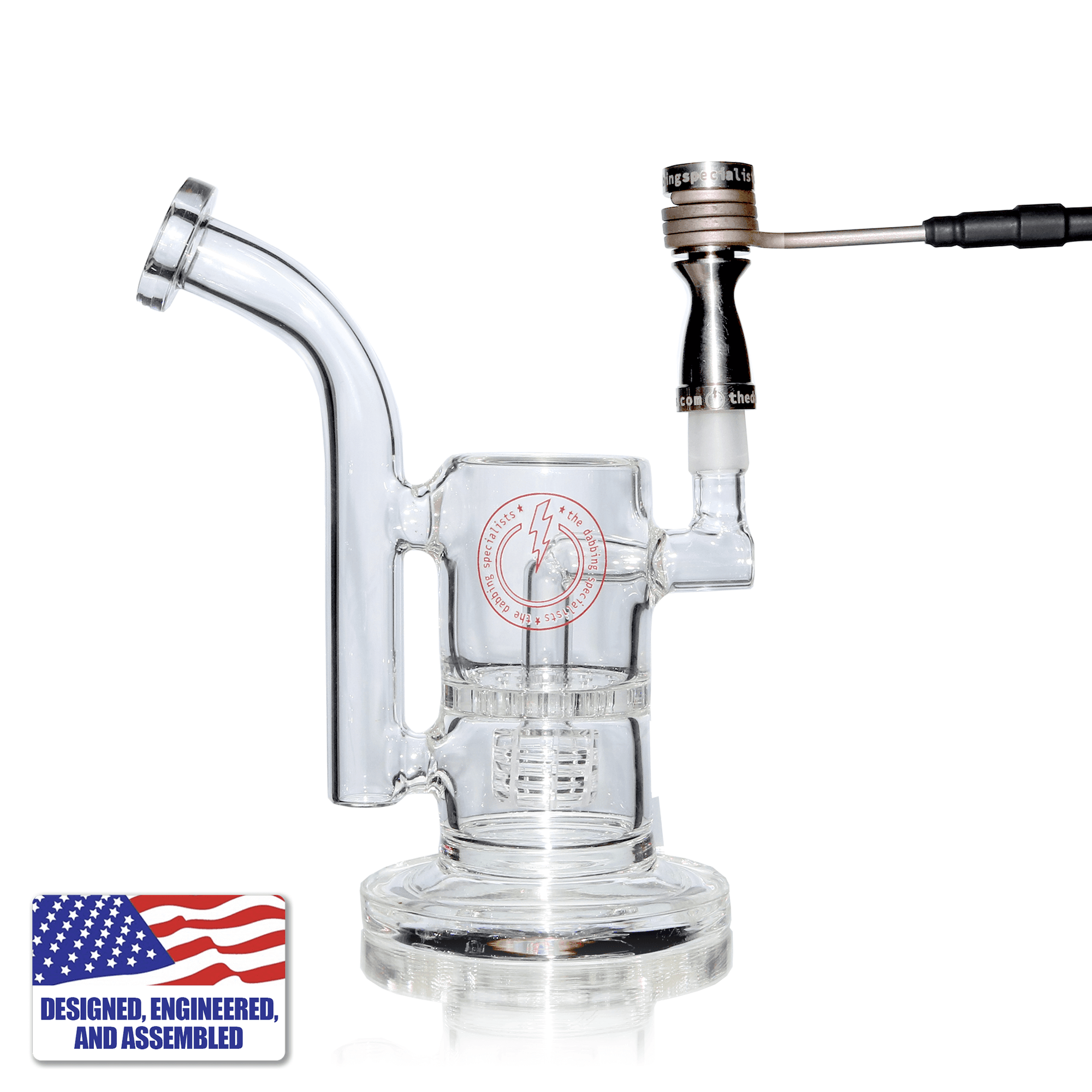 Glass Mini Dual Bubbler Water Pipe | Double Recycler | 14mm Male Joint | Dual Bubbler In Use | DW
