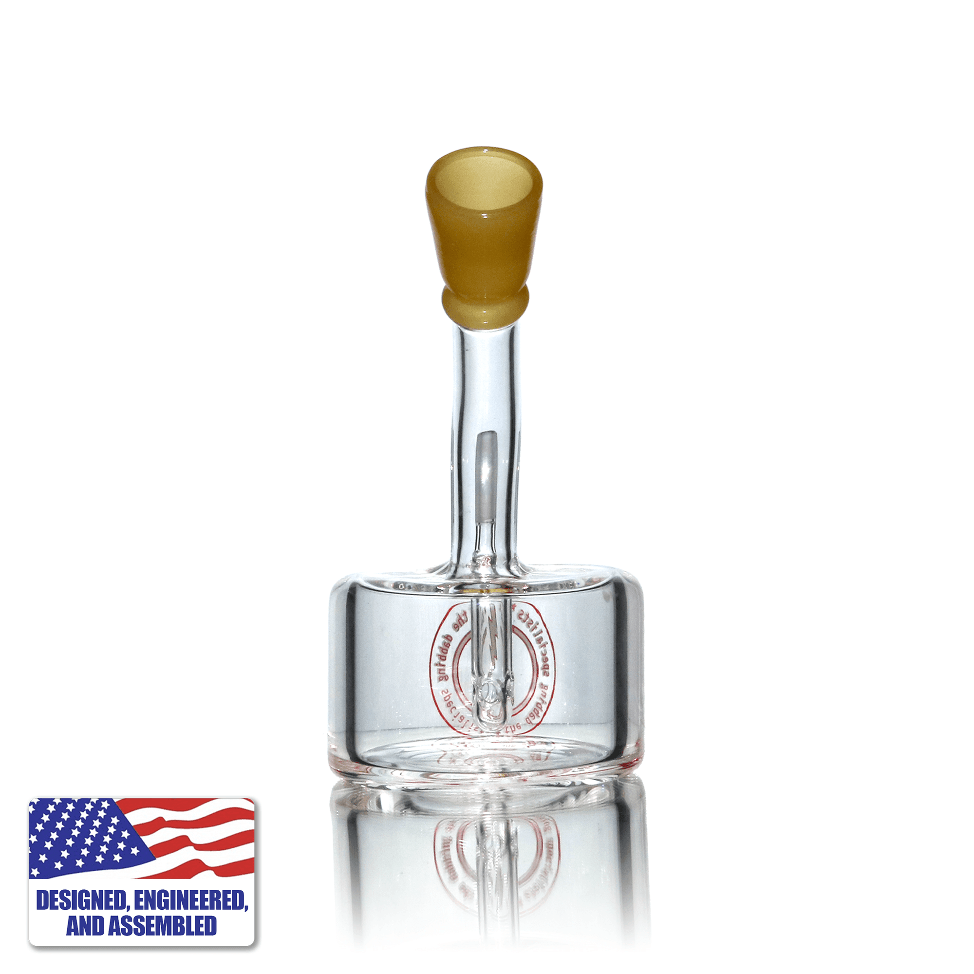 Mini Hockey Puck Dab Rig with Butterscotch Tip | 10mm Male Joint | Rear Puck Pipe View | DW