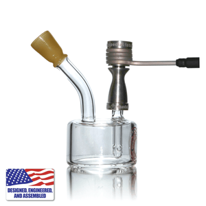 Mini Hockey Puck Dab Rig with Butterscotch Tip | 10mm Male Joint | In Use View | DW