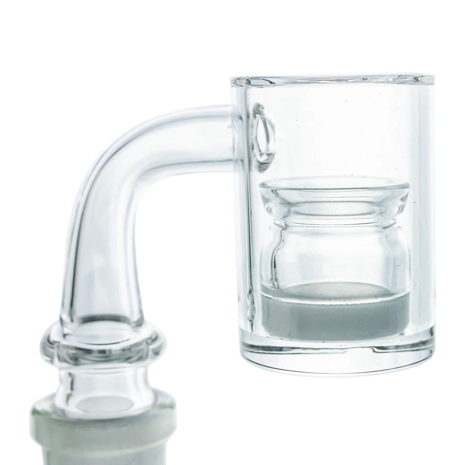 Opaque Bottom Quartz Insert Cup | V-Neck In Use View | Dabbing Warehouse