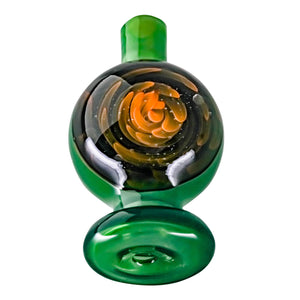 Origin Spiral Inlay Bubble Cap | Dark Green Prone View| Dabbing Warehouse