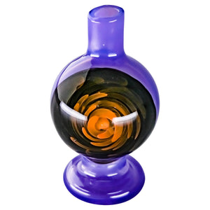 Origin Spiral Inlay Bubble Cap | Purple Upright View | Dabbing Warehouse