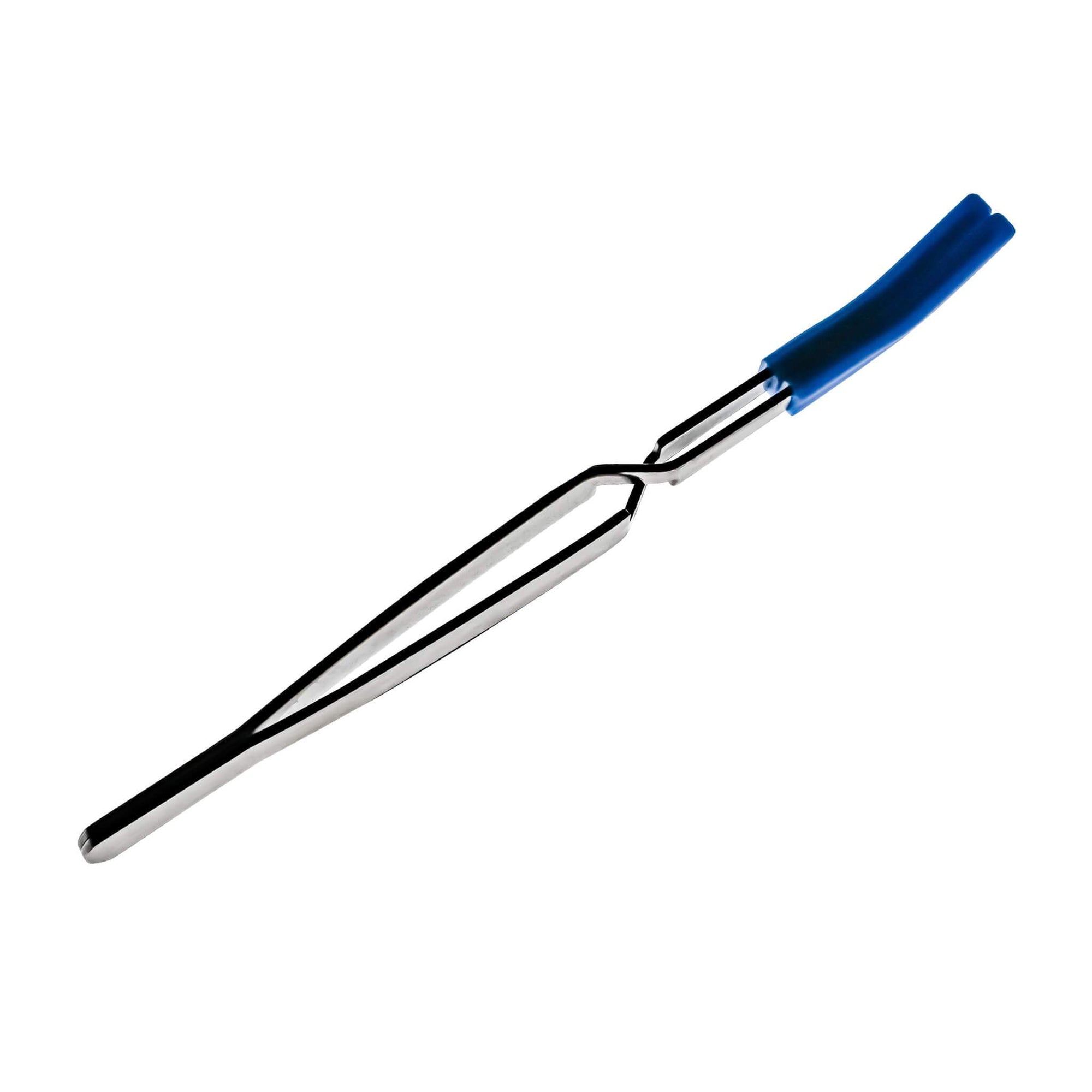 Reverse Tweezers | Silicone Tipped | Blue Tipped Angled Alternate View | Dabbing Warehouse