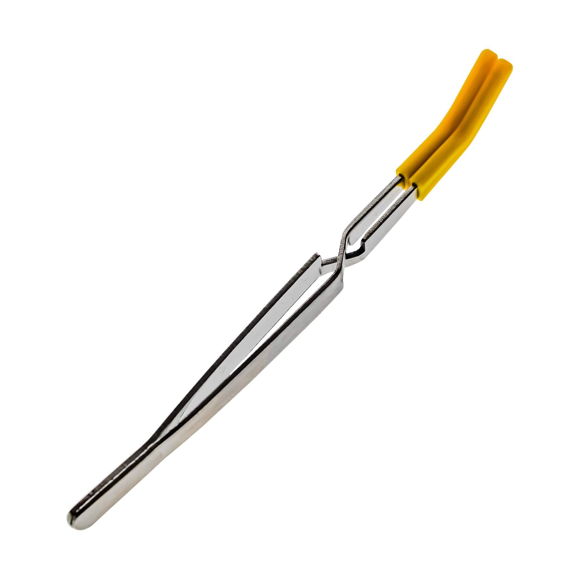 Reverse Tweezers | Silicone Tipped | Yellow Tipped Angled View | Dabbing Warehouse