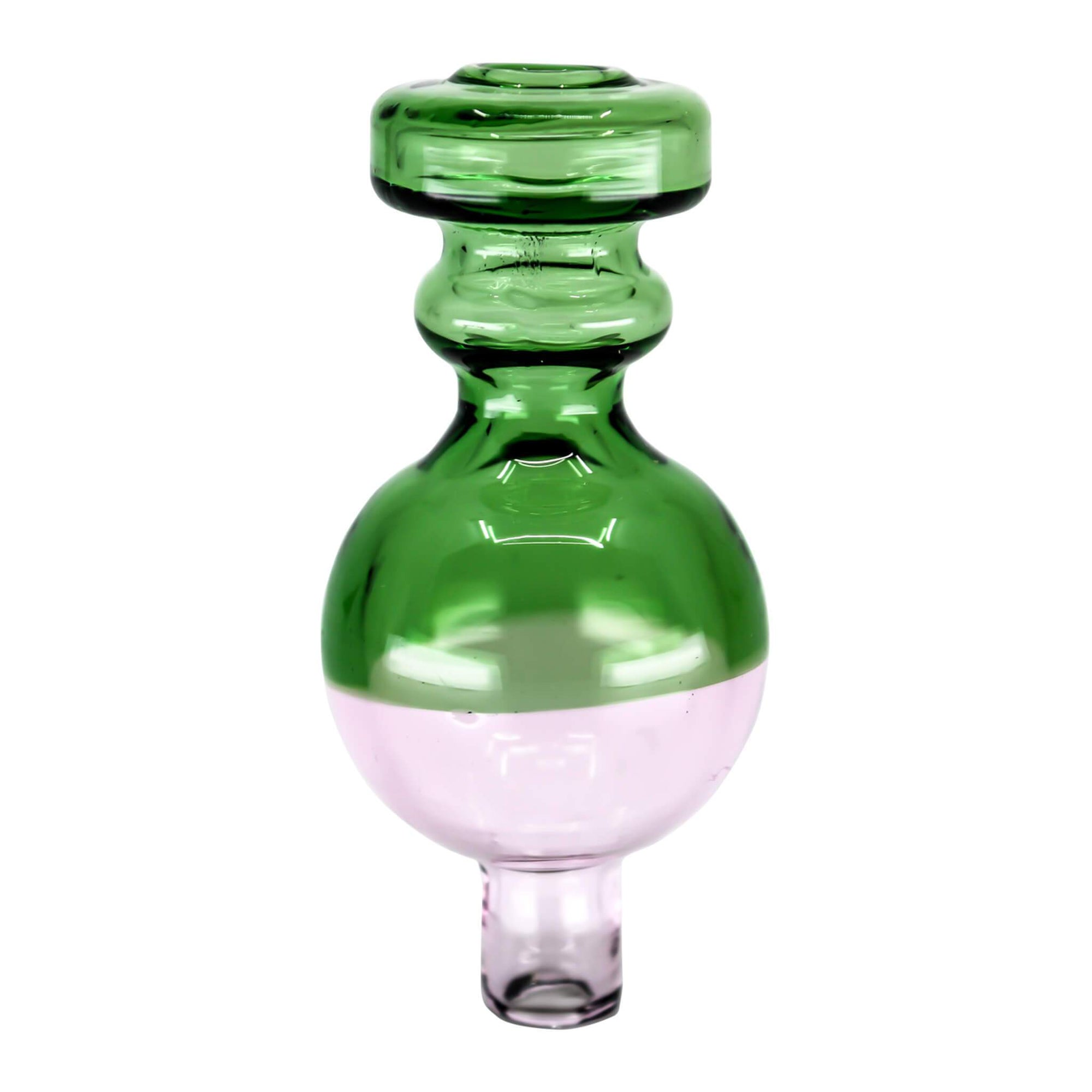 Rook Bubble Directional Carb Cap | Upper Green Lower Pink Profile View | Dabbing Warehouse