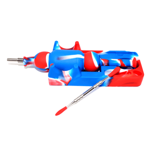 Silicone Nectar Collector | Red, White, & Blue In Use View | Dabbing Warehouse