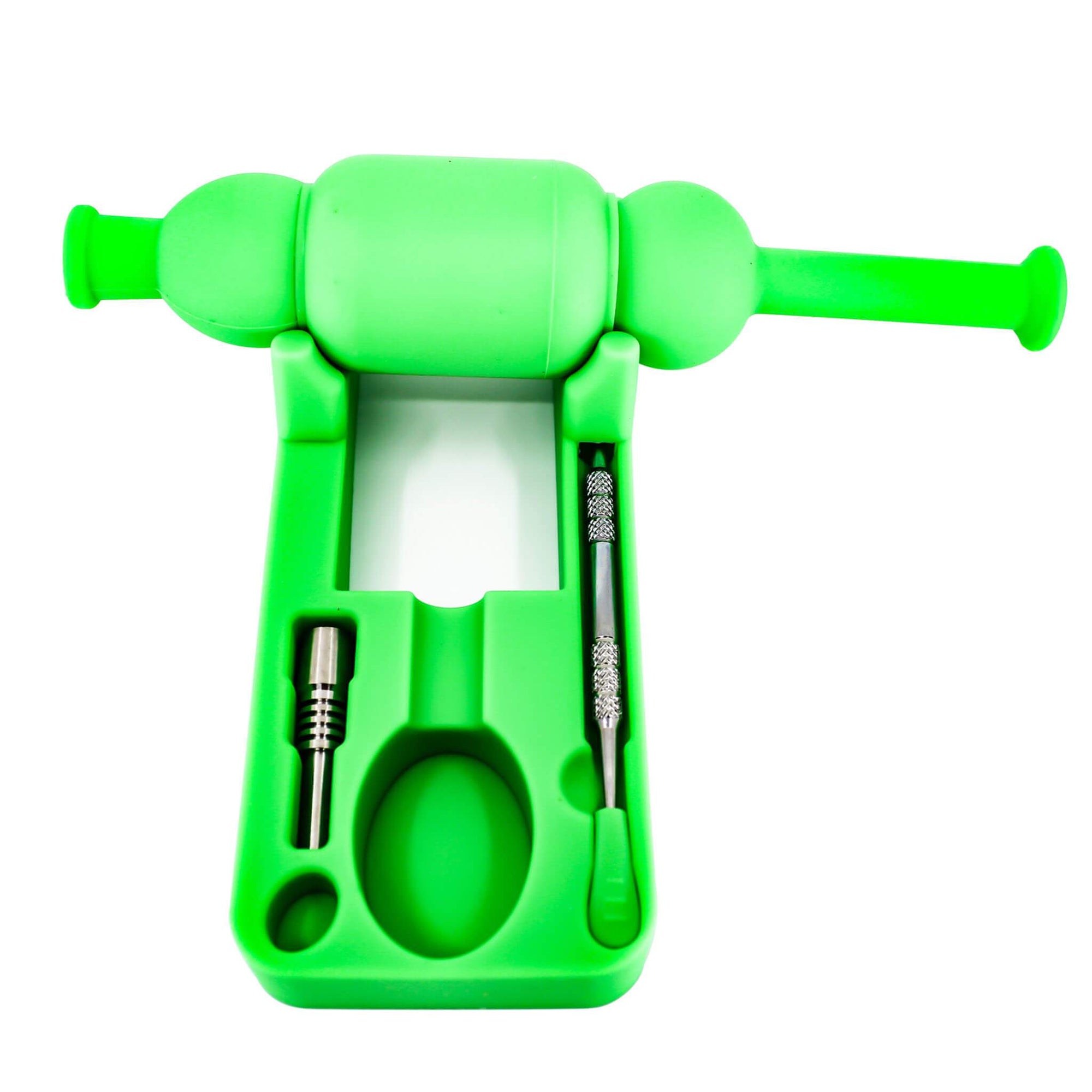 Silicone Nectar Collector | Green Top Down Complete View | Dabbing Warehouse