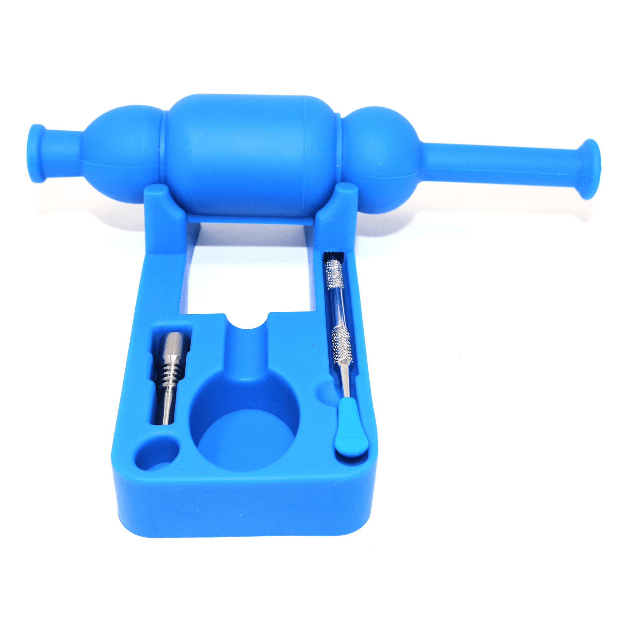 Silicone Nectar Collector | Blue Top Down Complete View | Dabbing Warehouse