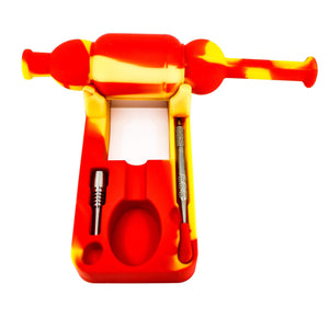 Silicone Nectar Collector | Yellow & Red Top Down Complete View | Dabbing Warehouse