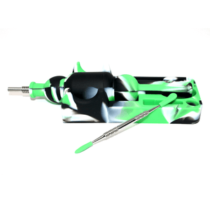 Silicone Nectar Collector | Green, White, & Black In Use View | Dabbing Warehouse