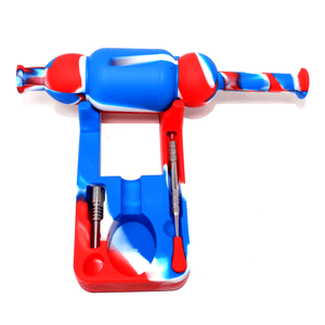 Silicone Nectar Collector | Red, White, & Blue Top Down Complete View | Dabbing Warehouse