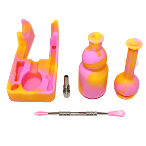 Silicone Nectar Collector | Lavender, Orange, & Pink Expanded Parts View | Dabbing Warehouse