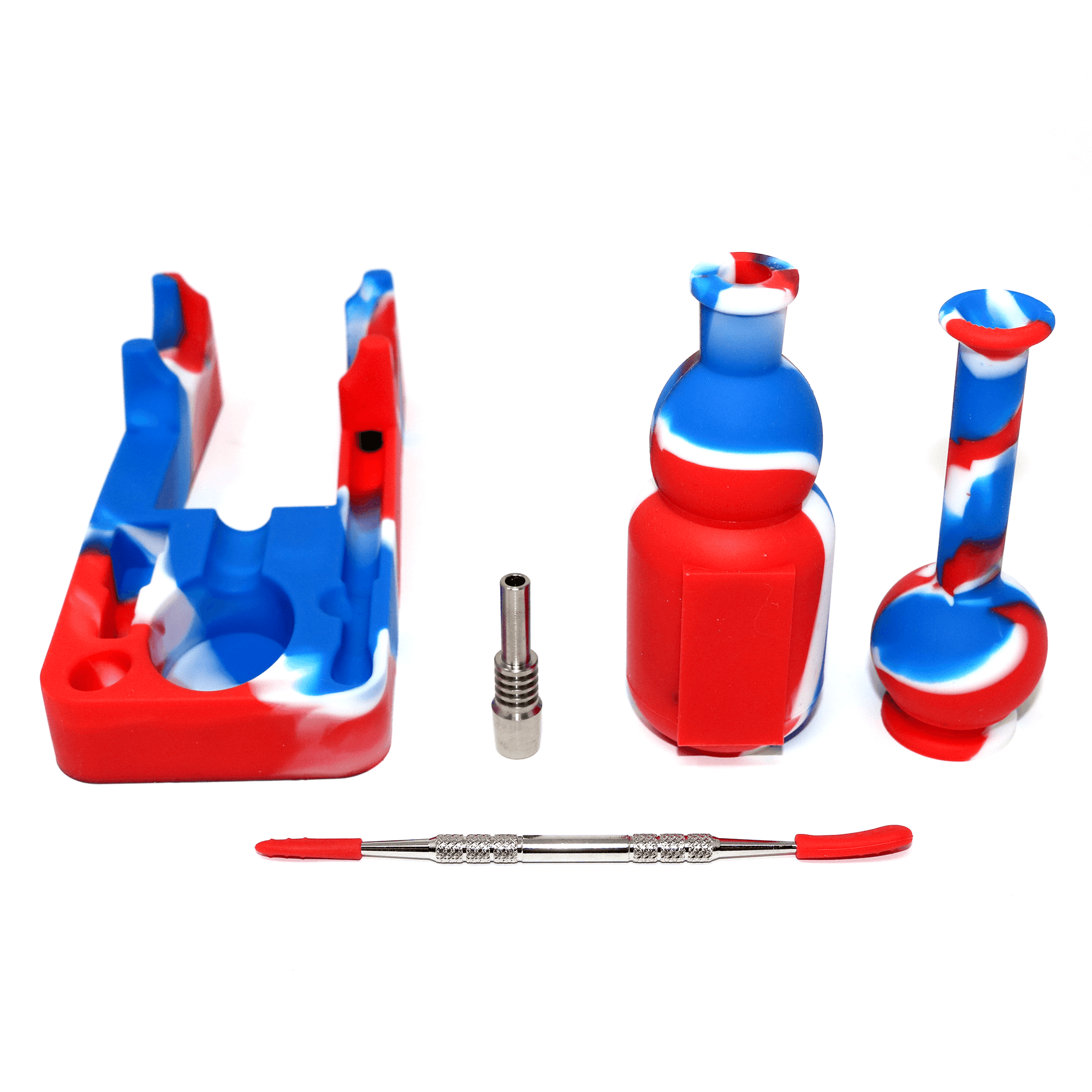 Silicone Nectar Collector | Red, White, & Blue Top Down Complete View | Dabbing Warehouse
