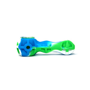 Silicone Spoon Pipe | Green & Blue Side View | Dabbing Warehouse