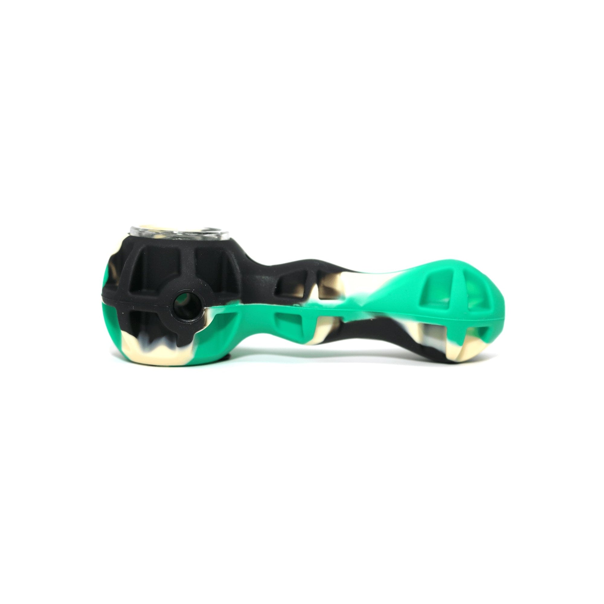 Silicone Spoon Pipe | Green & Black Side View | Dabbing Warehouse