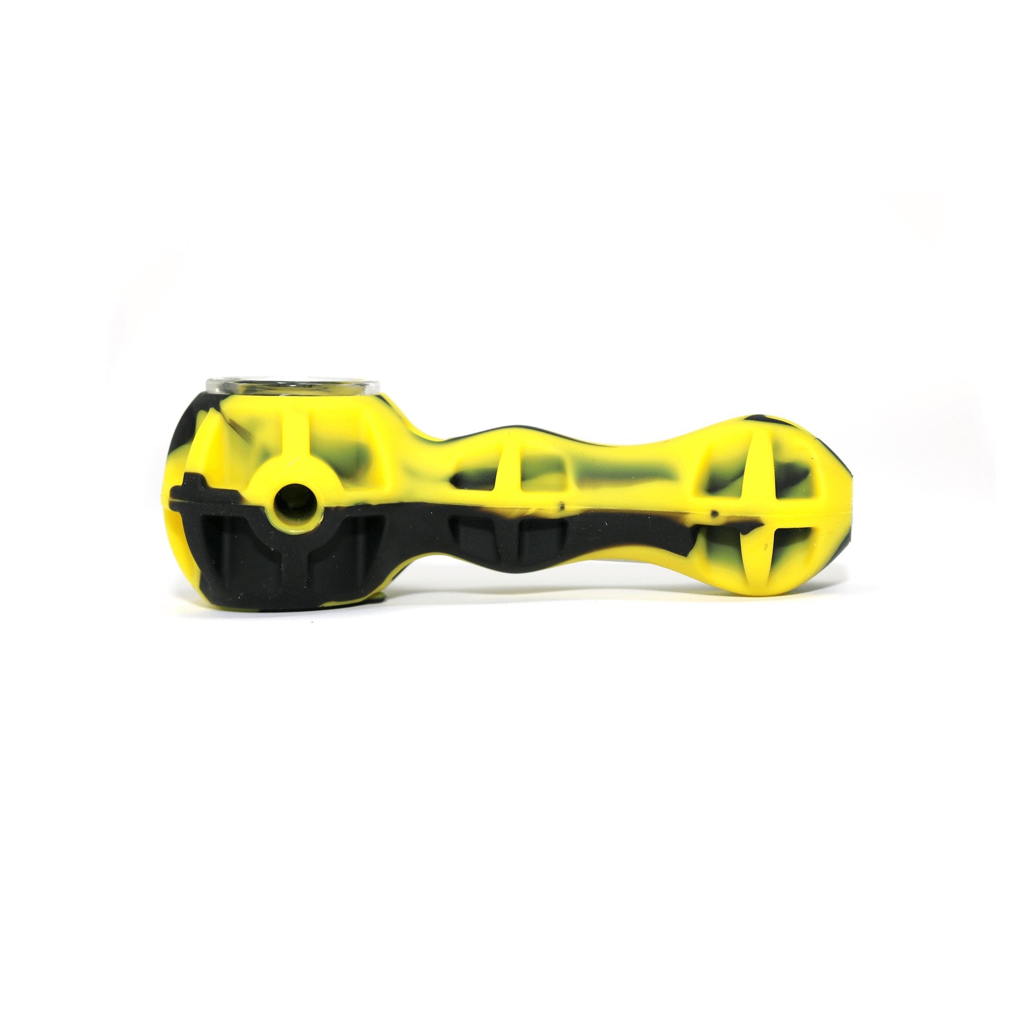 Silicone Spoon Pipe | Yellow & Black Side View | Dabbing Warehouse