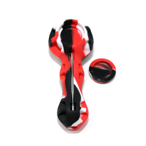 Silicone Spoon Pipe | Red & Black With Cap Off View | Dabbing Warehouse