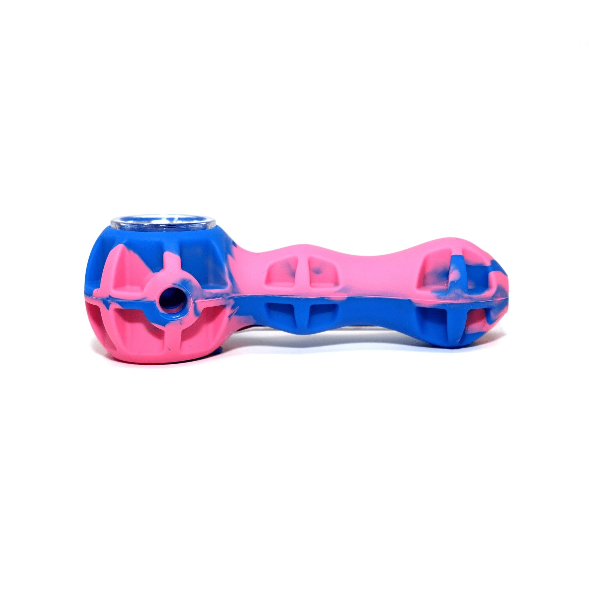 Silicone Spoon Pipe | Blue & Pink Side View | Dabbing Warehouse