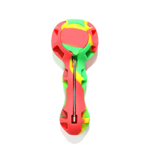 Silicone Spoon Pipe | Yellow Red & Green With Cap On View | Dabbing Warehouse