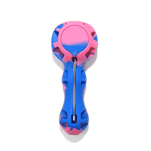 Silicone Spoon Pipe | Blue & Pink With Cap On View | Dabbing Warehouse