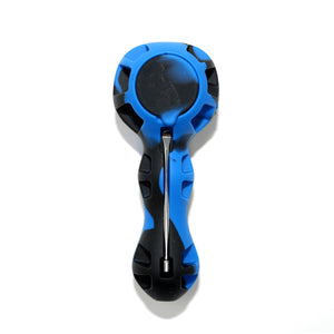 Silicone Spoon Pipe | Blue & Black With Cap On View | Dabbing Warehouse