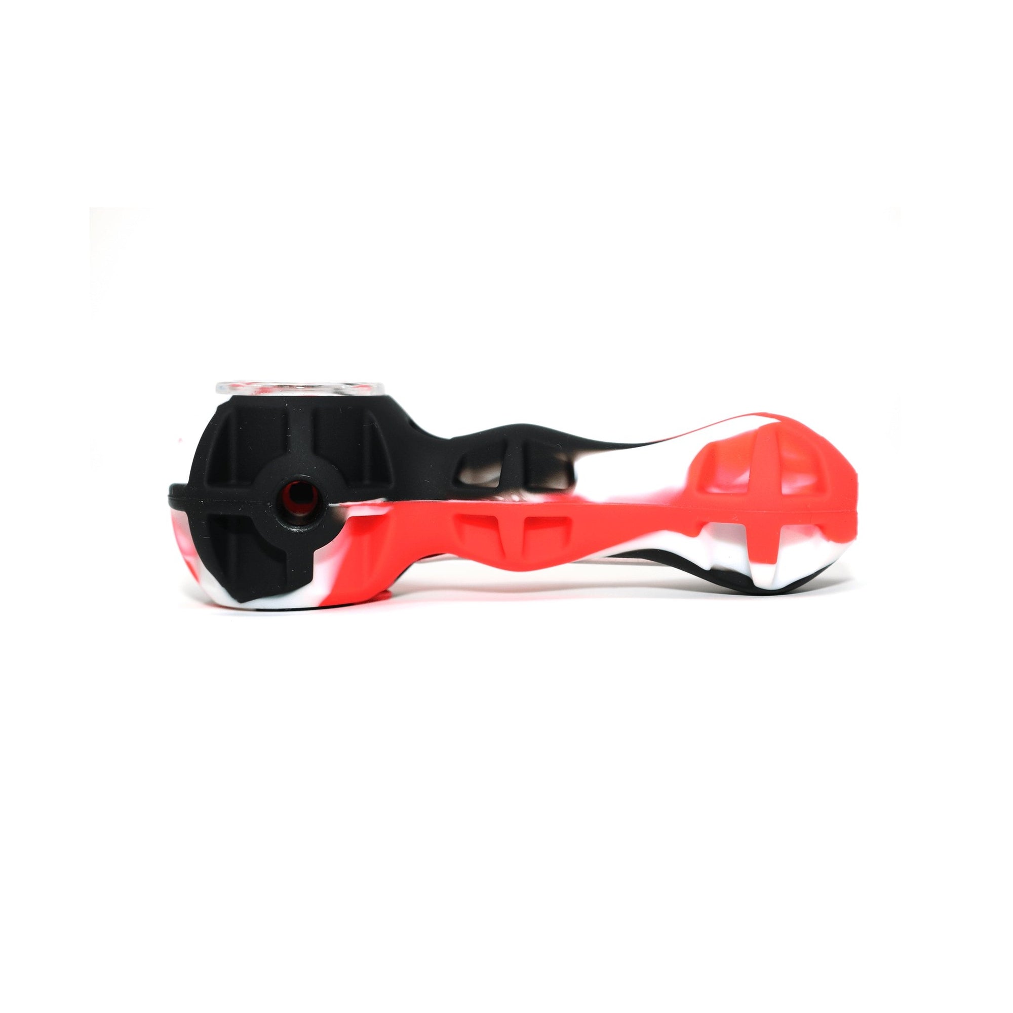 Silicone Spoon Pipe | Red & Black Side View | Dabbing Warehouse
