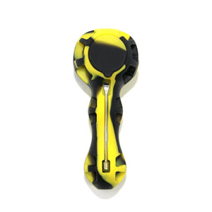 Silicone Spoon Pipe | Yellow & Black With Cap On View | Dabbing Warehouse