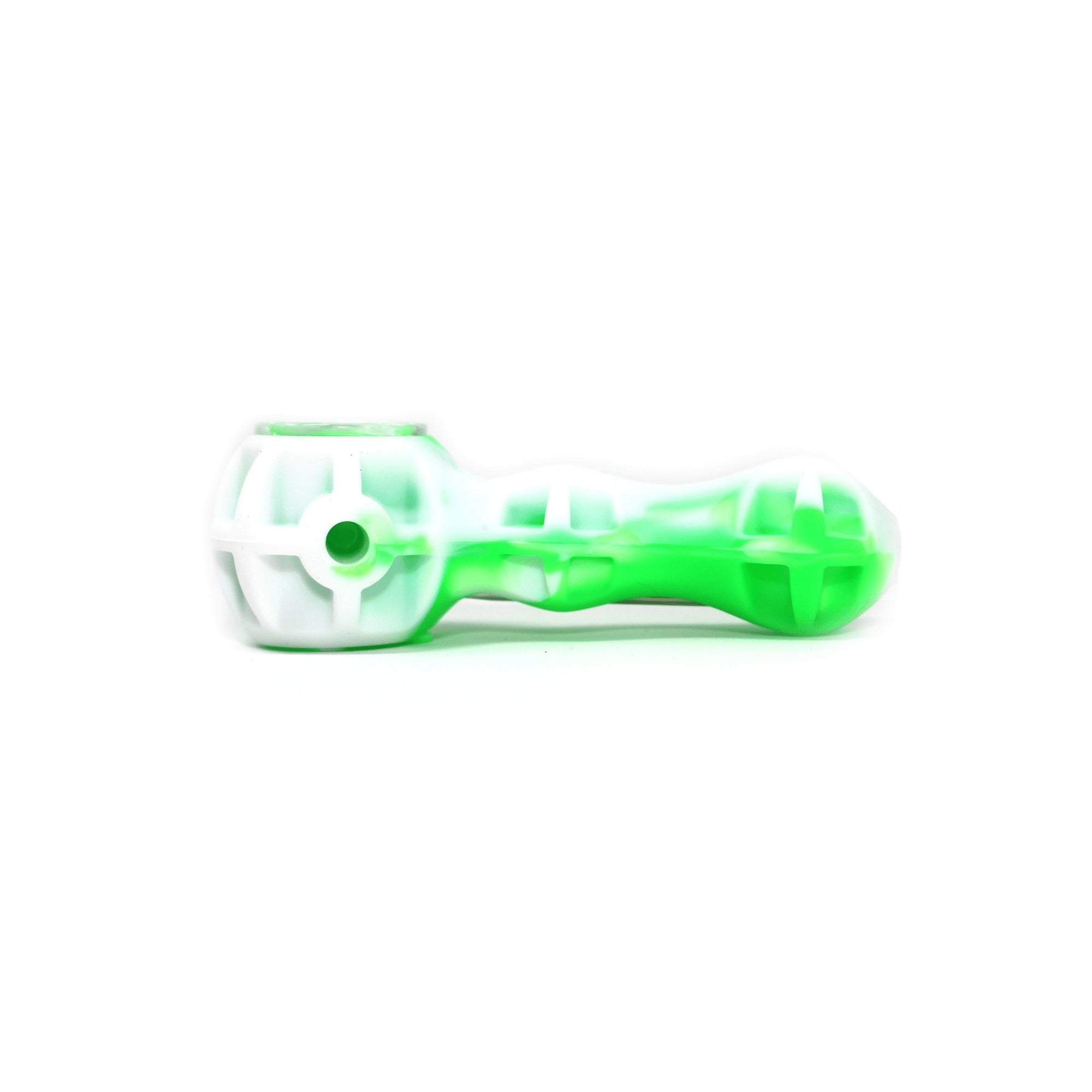 Silicone Spoon Pipe | Green & White Side View | Dabbing Warehouse