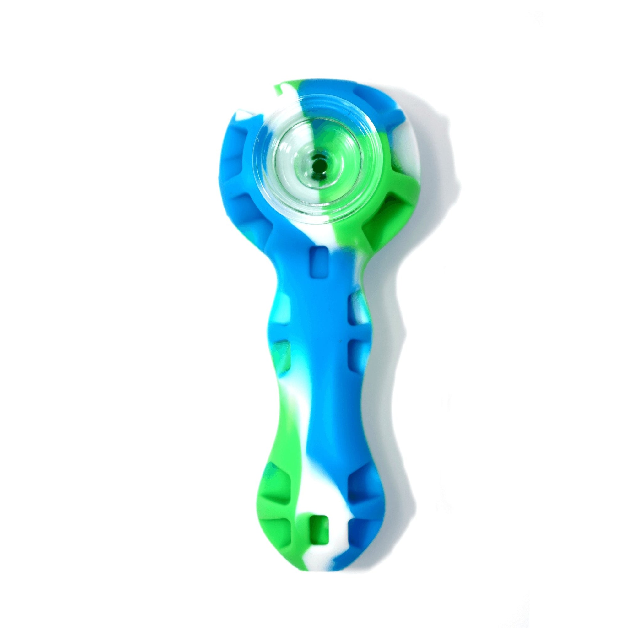 Silicone Spoon Pipe | Green & Blue Bowl View | Dabbing Warehouse