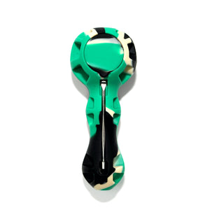 Silicone Spoon Pipe | Green & Black With Cap On View | Dabbing Warehouse