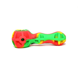 Silicone Spoon Pipe | Yellow Red & Green Side View | Dabbing Warehouse