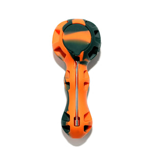 Silicone Spoon Pipe | Orange & Black With Cap On View | Dabbing Warehouse