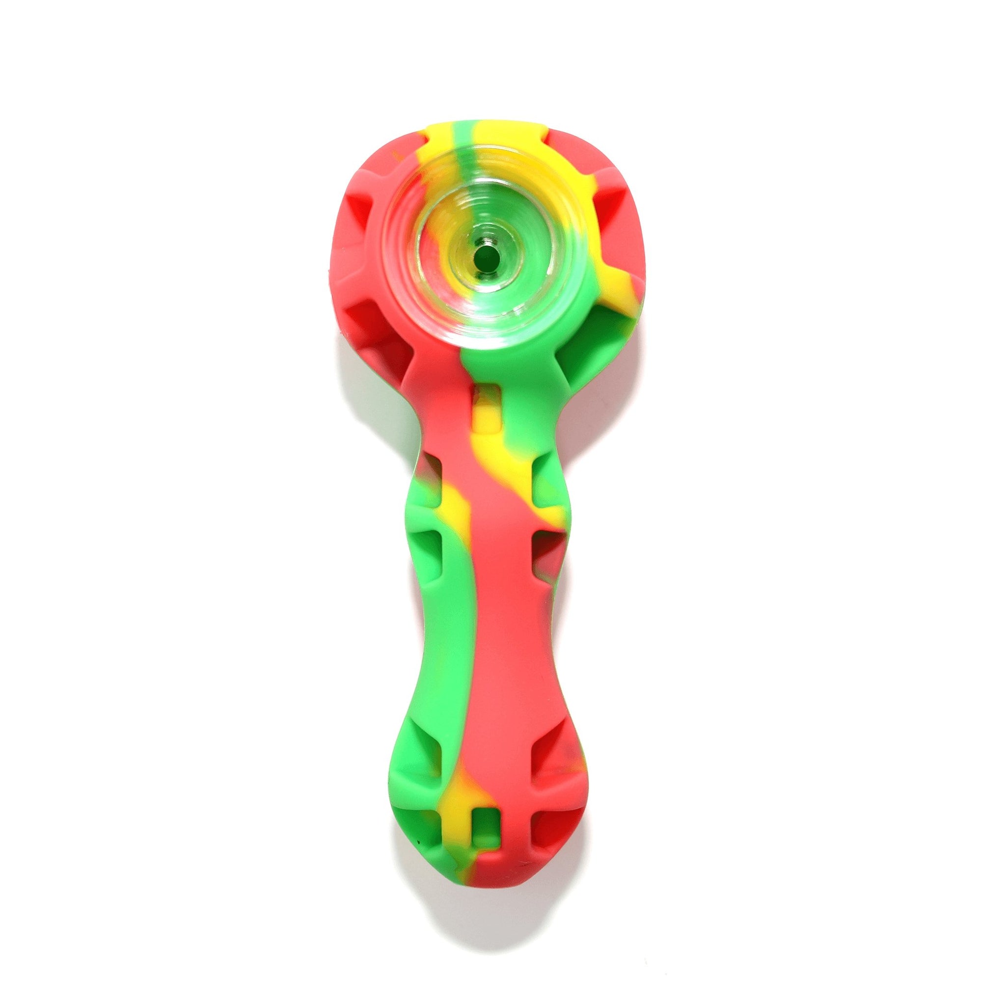 Silicone Spoon Pipe | Yellow Red & Green Bowl View | Dabbing Warehouse