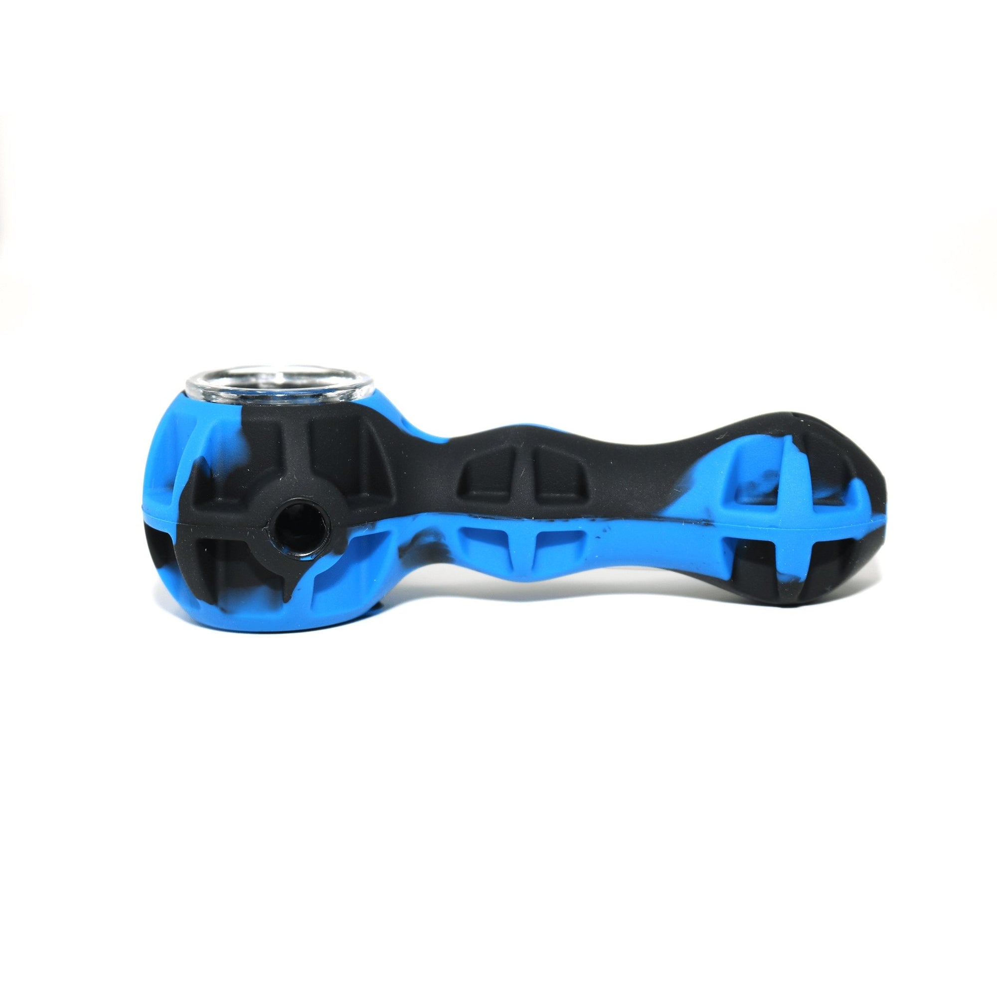 Silicone Spoon Pipe | Blue & Black Side View | Dabbing Warehouse