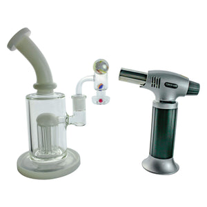 Spin Matrix Marbled Terp Slurper Complete Dabbing Kit #1 | White Color Kit With Torch View | DW