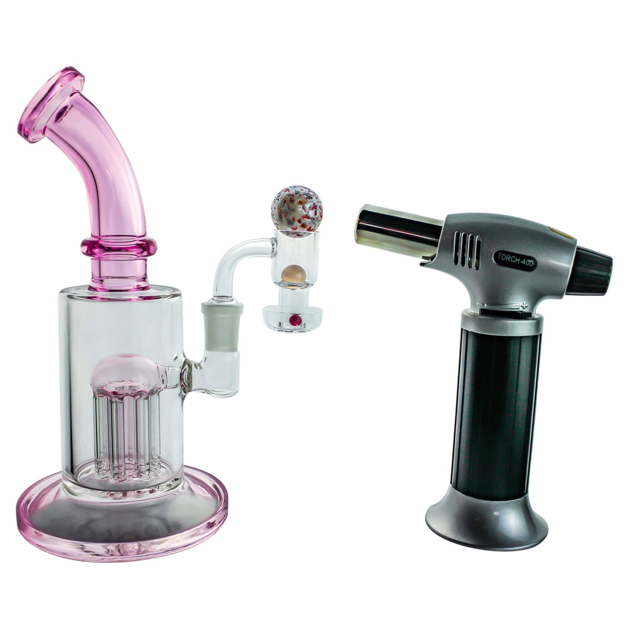 Spin Matrix Marbled Terp Slurper Complete Dabbing Kit #1 | Pink Color Kit With Torch View | DW