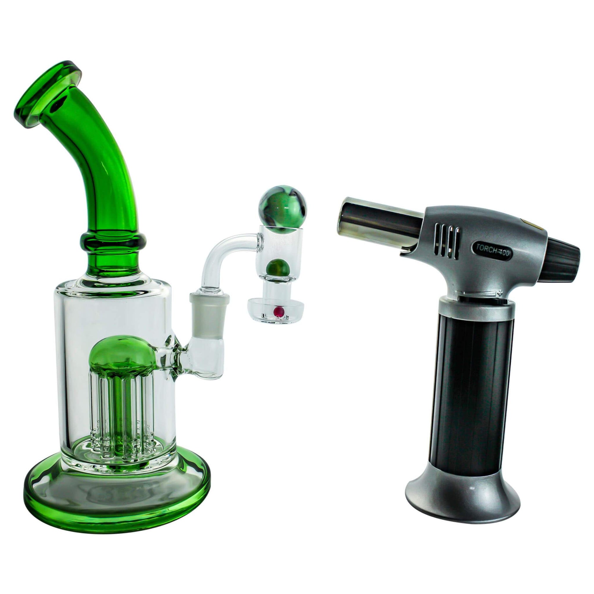 Spin Matrix Marbled Terp Slurper Complete Dabbing Kit #1 | Green Color Kit With Torch View | DW