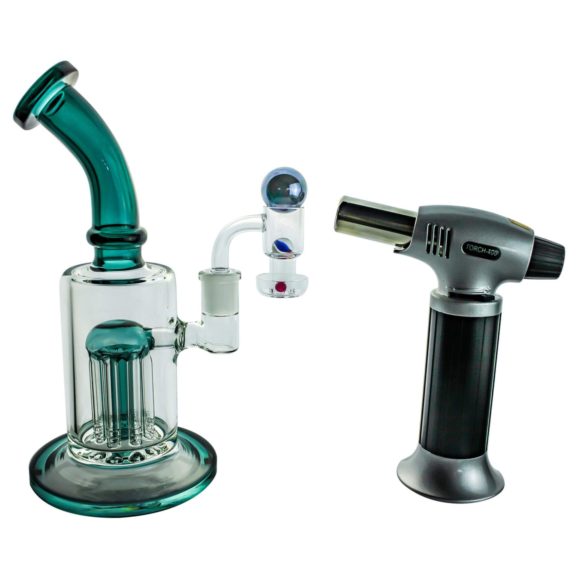 Spin Matrix Marbled Terp Slurper Complete Dabbing Kit #1 | Aqua Color Kit With Torch View | DW