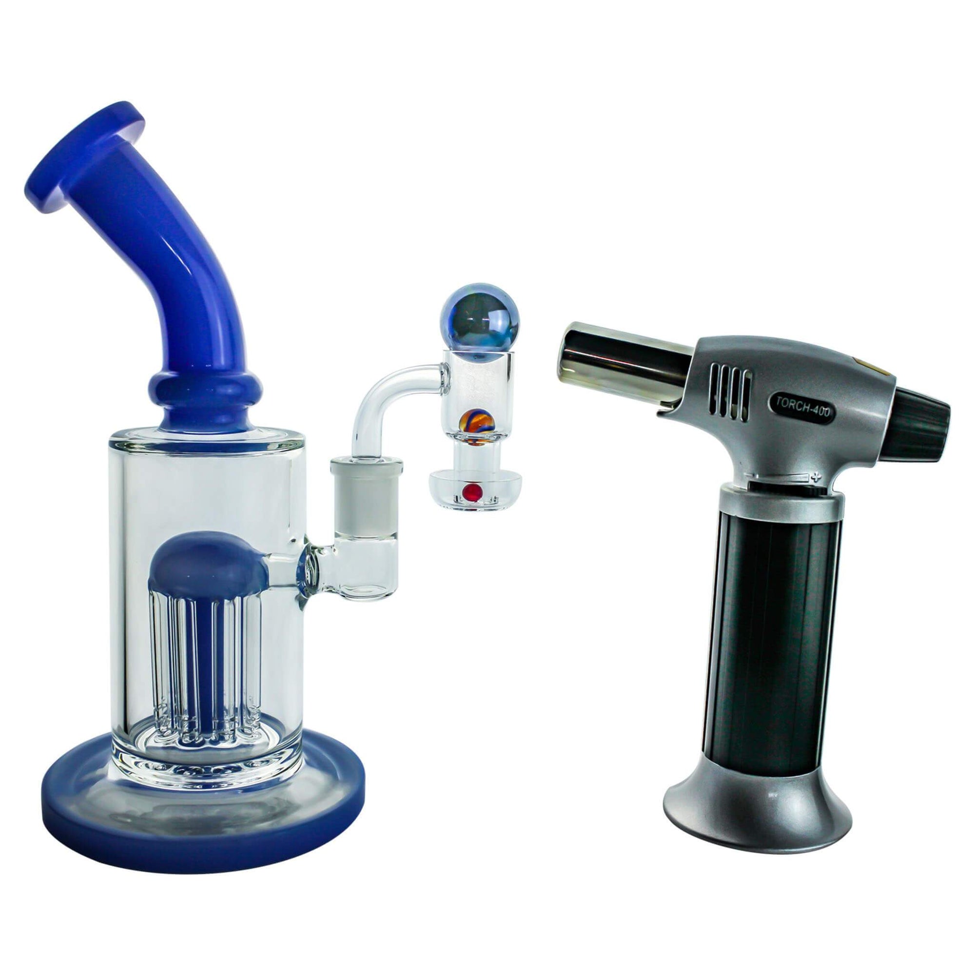 Spin Matrix Marbled Terp Slurper Complete Dabbing Kit #1 | Blue Color Kit With Torch View | DW