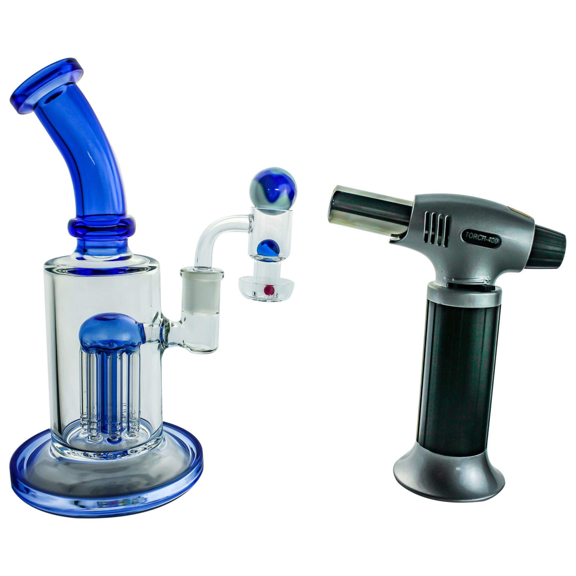 Spin Matrix Marbled Terp Slurper Complete Dabbing Kit #1 | Blue Color Kit With Torch View | DW